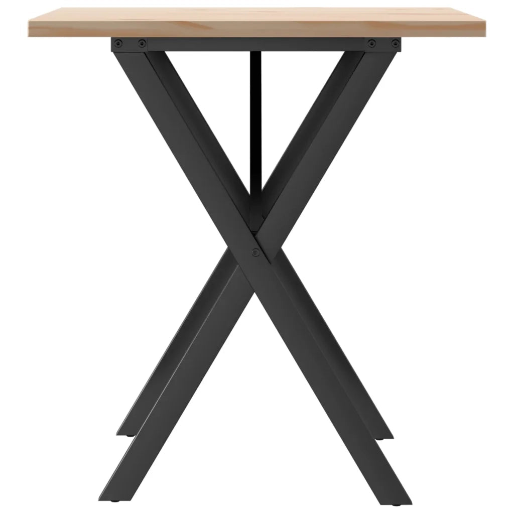 Tavolo da Pranzo Telaio a X 70x70x75,5 cm Legno Pino e Acciaio