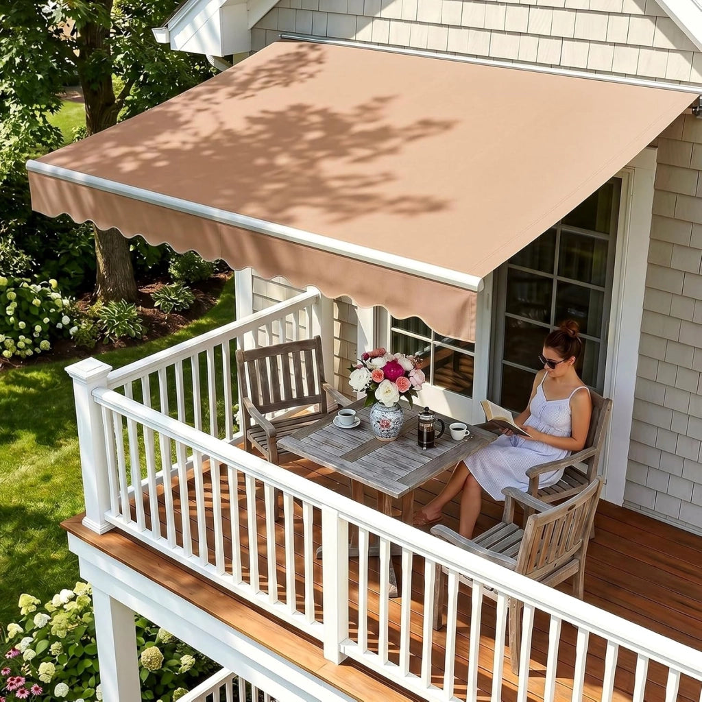 Tenda a bracci snodati 250 x 200 cm, UPF 50+ impermeabile, manovella & supporto a parete, Regolazione angolare 52-75°, Terrazzo & Balcone, Beige