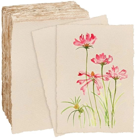 Pannelli di carta per acquerelli manufatti a mano - 100 fogli - Dimensioni 15,2 x 10,2 cm - Peso 160 g/m² - Tessuto di cotone - Ideali per l'acquerello - Carta per acquerelli