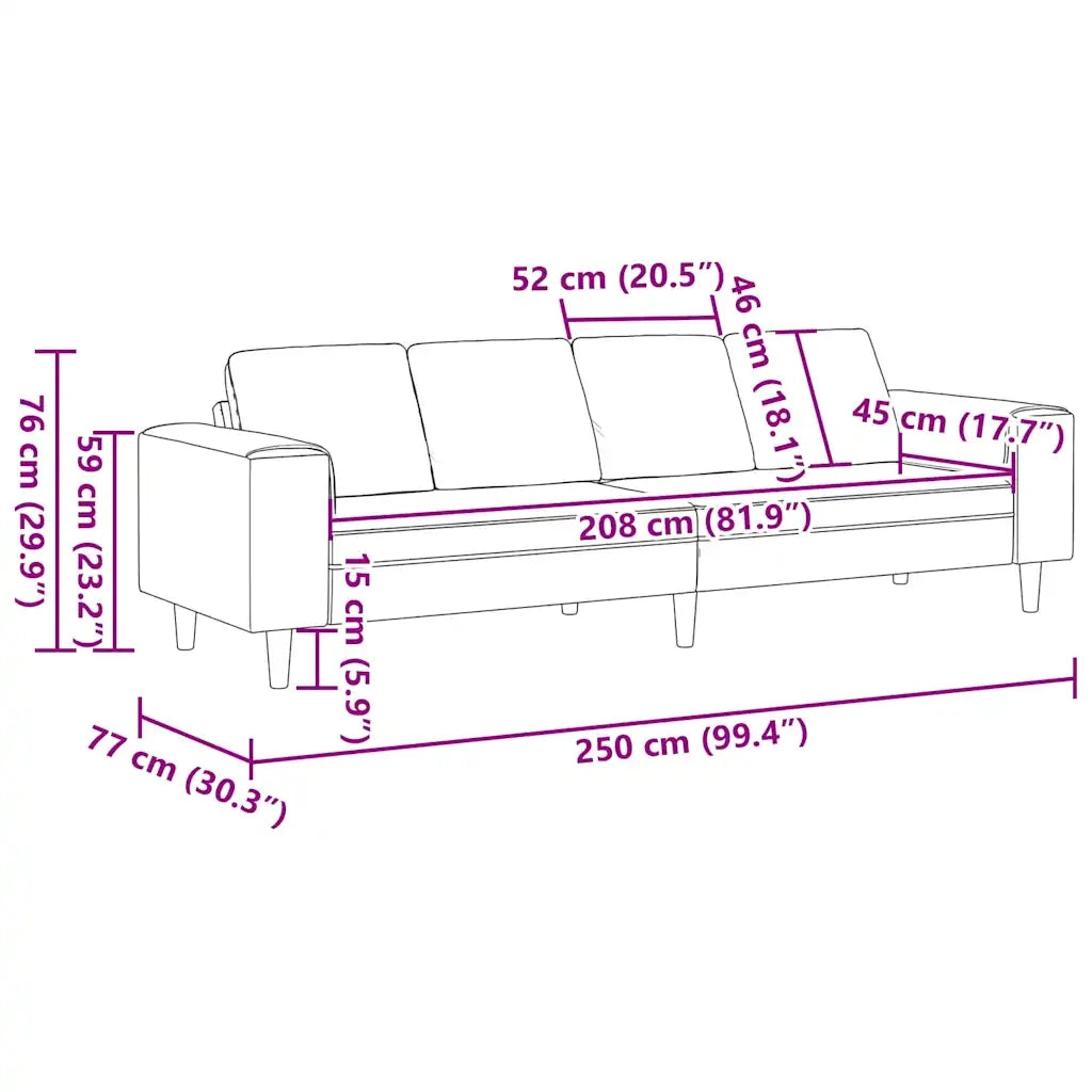 Divano per Soggiorno Grigio chiaro 250 x 77 x 76 cm 3335109
