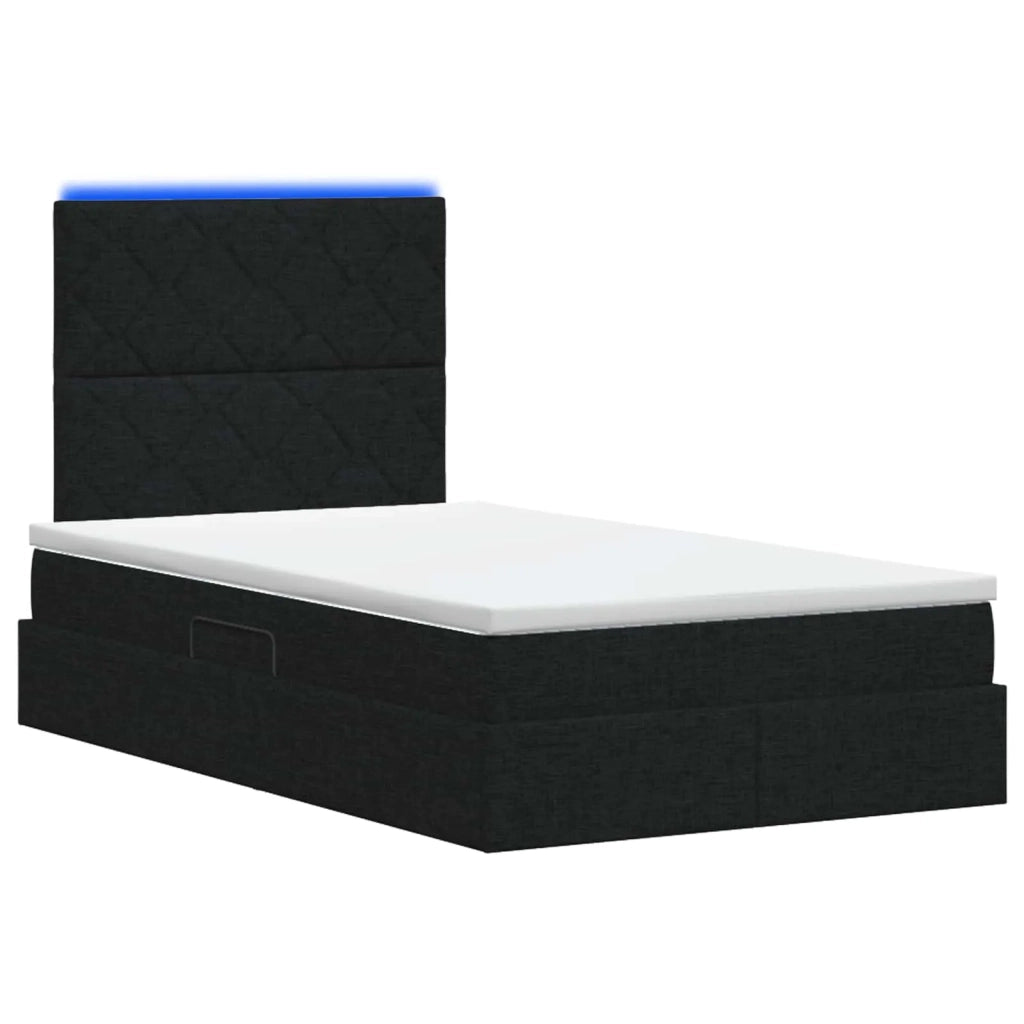 Letto con contenitore LED e materasso Nero 120 x 200 cm Tessuto 3460001