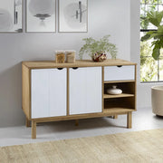Credenza Marrone e Bianca 114x43x73,5 cm Legno Massello di Pino