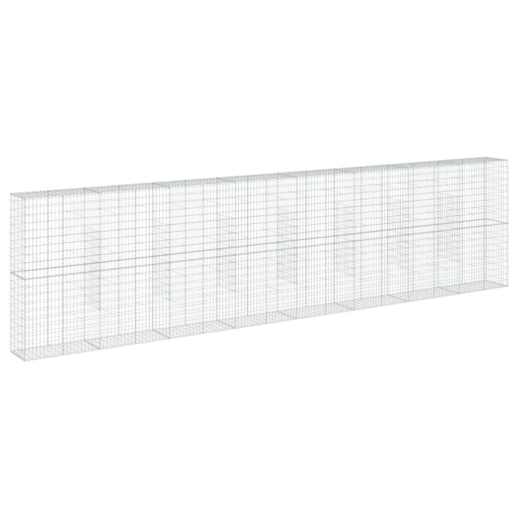 Gabbione recinto a gabbia muro di contenimento con coperchio 800 x 50 x 200 cm ferro zincato argento 02_0040205