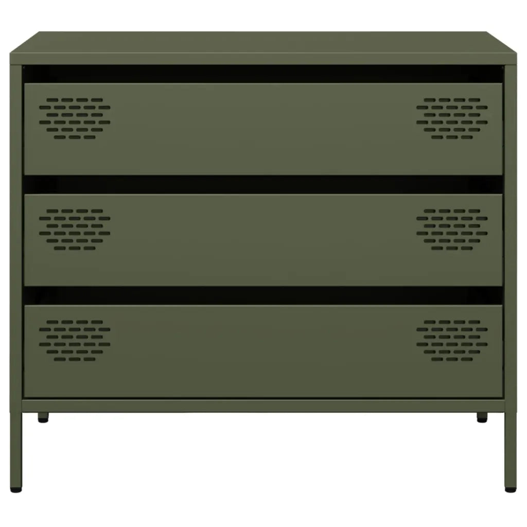 Credenza Verde Oliva 68x39x58,5 cm in Acciaio Laminato a Freddo