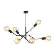 Sospensione Industrial 6 Luci Febe In Acciaio Nero E Bracci Regolabili