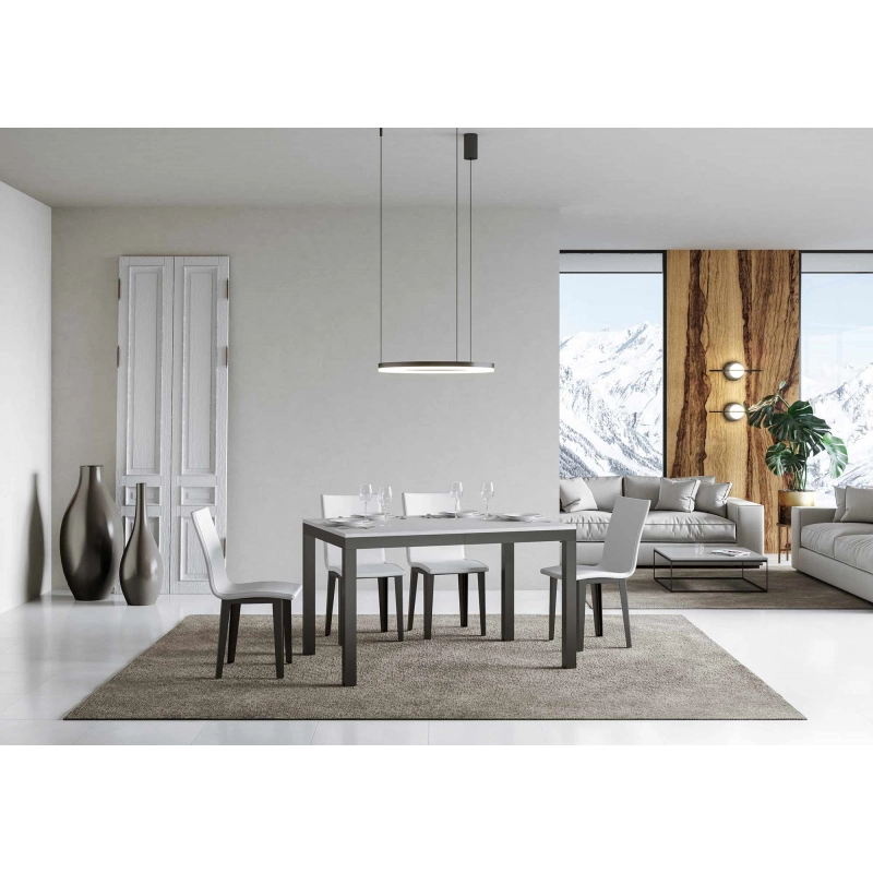 Tavolo allungabile 90x120/380 cm Everyday Evolution telaio Antracite - Bianco Frassino