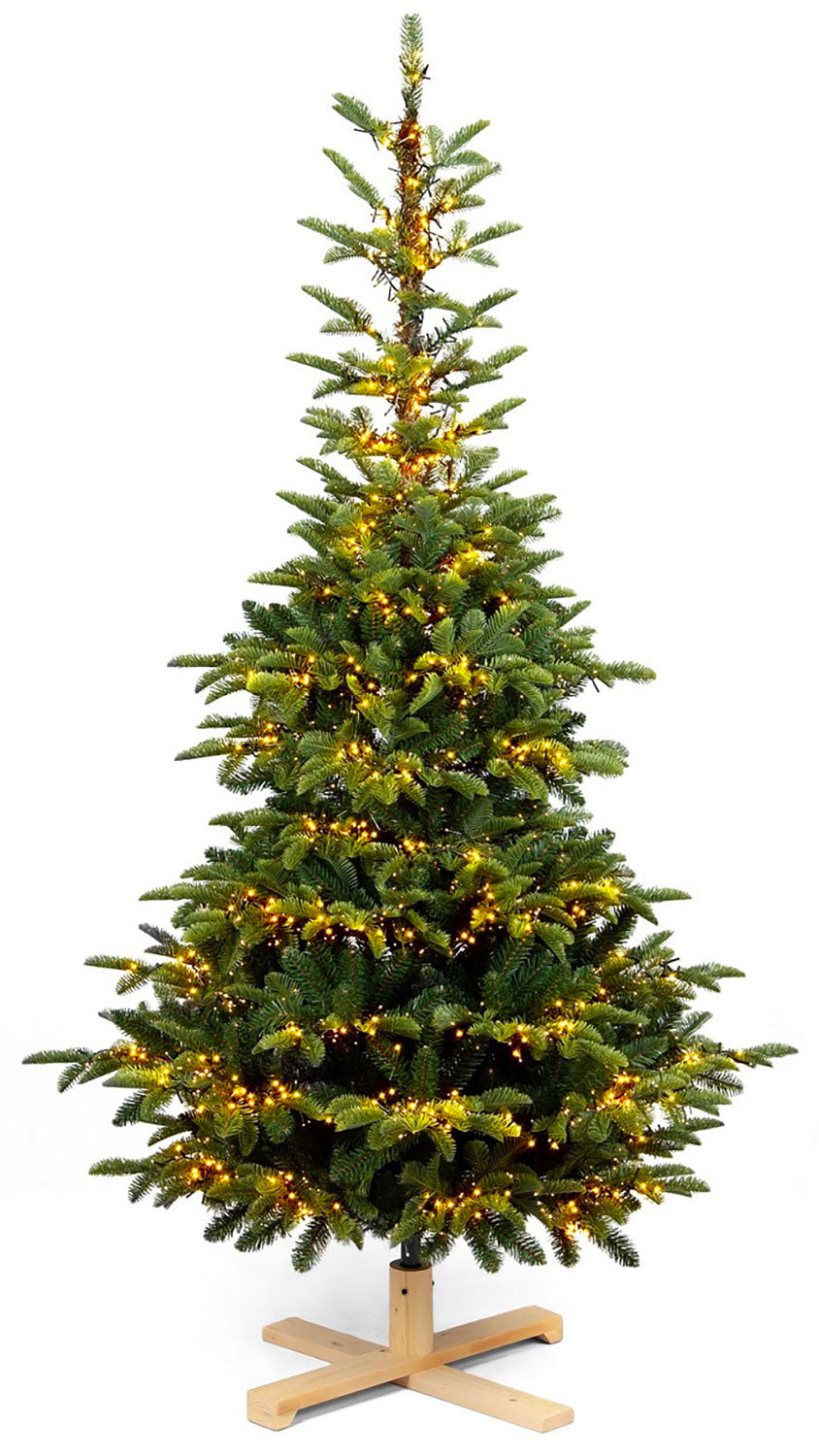 Albero di Natale Artificiale con 2900 LED Luce Calda 210 cm 731 Rami Apertura a Ombrello Verde