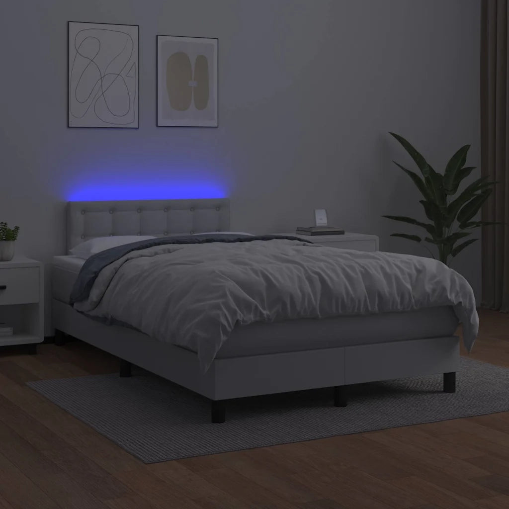 Giroletto Molle con Materasso e LED Bianco 120x190cm Similpelle 3270136