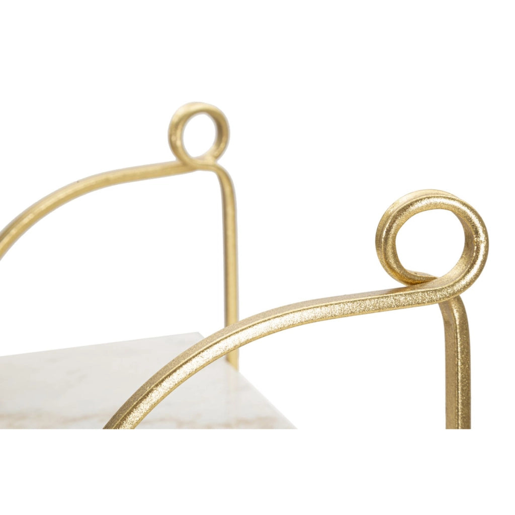 Mensola da muro Marble in ferro dorato e marmo bianco — 40x16x18 cm