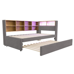 Divano letto - Xylo - 90x200 cm letto nascosto USB grigio scuro