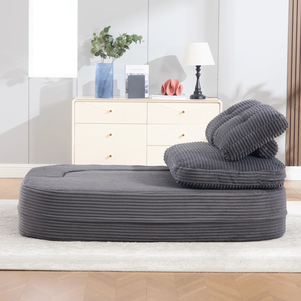 POLTRONA LETTO 2 IN 1 In Corduroy Grigio Scuro con Portabicchieri