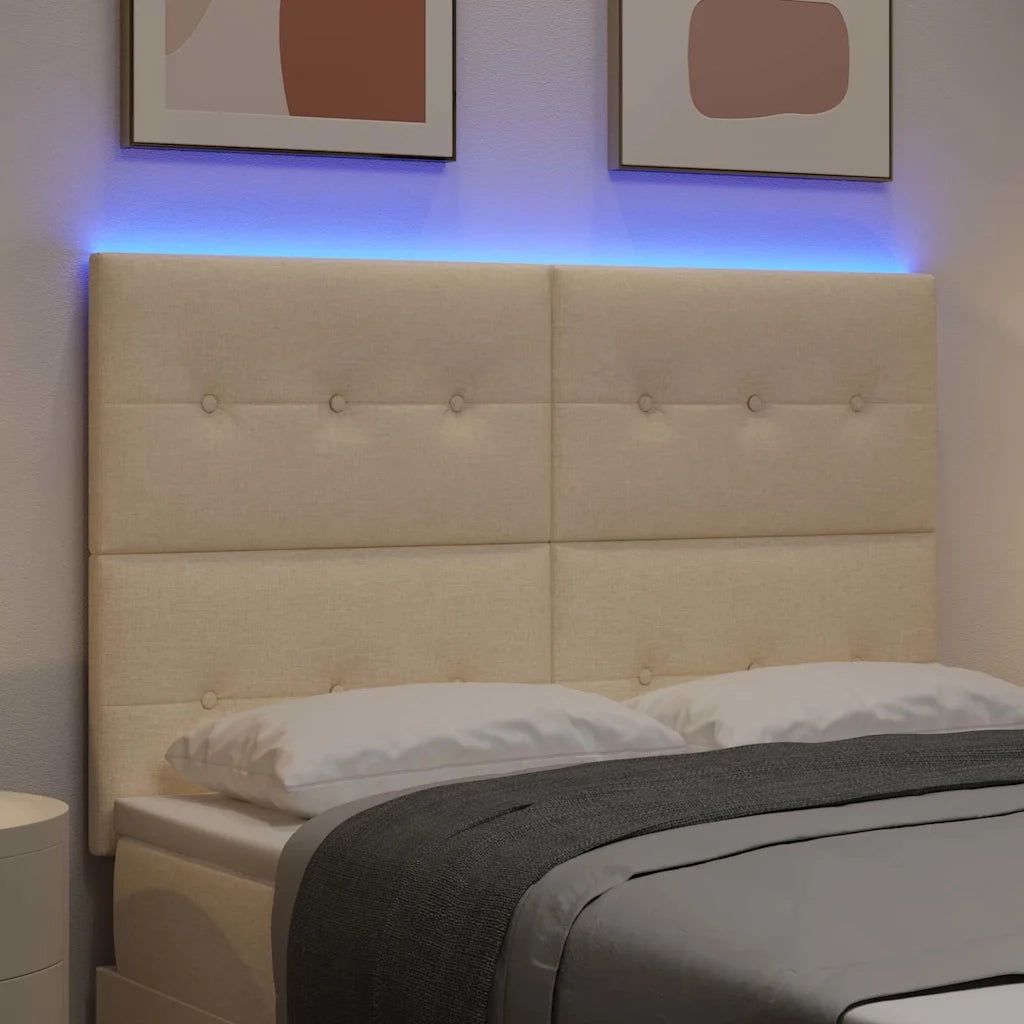 Testiera | Testata LED con strisce LED con Testiera | Testata Crema 144 cm Tessuto