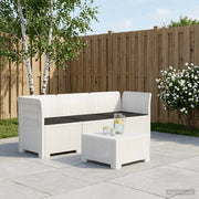 Divano da esterno-Divano da Giardino 3 posti con cuscini in look rattan PP Bianco 452475