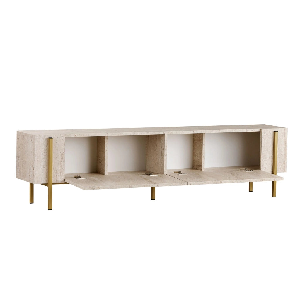 Noga, Mobile Porta tv 2 Ante, 180x30x45h cm Bianco Marmo