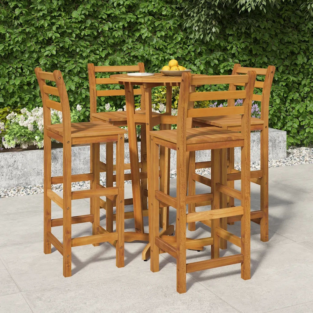 Set da Bar da Giardino 5 pz | Set Salotto da Giardino in Legno Massello di Acacia