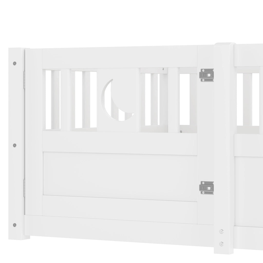 Letto per bambini 90×190 cm con sponda di sicurezza e serratura; senza materasso; bianco