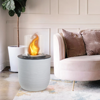 Camino a Bioetanolo Braciere da Pavimento Ø35xh55 cm per Interno ed Esterno Raffaello Bianco Perla