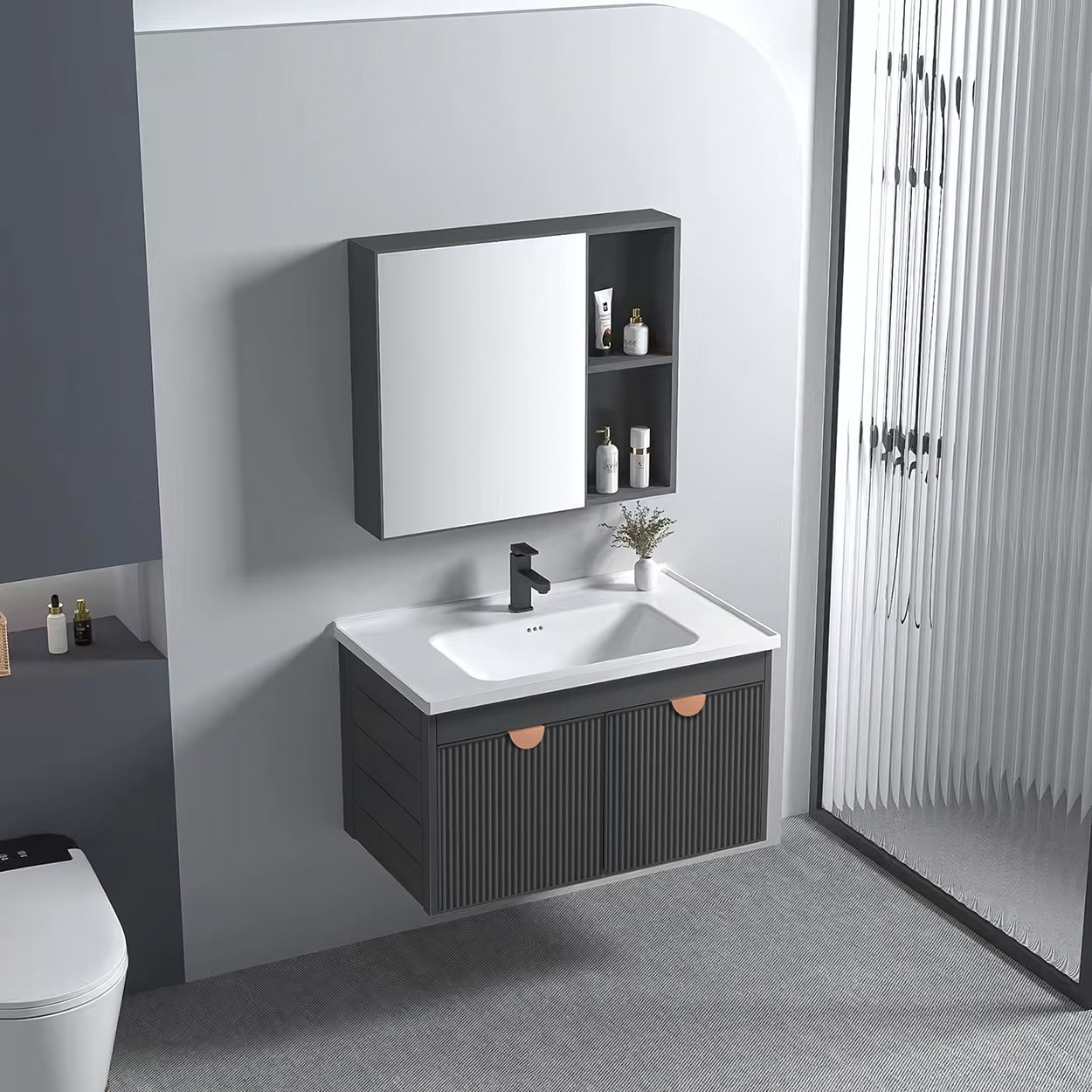 Set Di Mobili Da Bagno Con Lavabo Mario 60cm Grey
