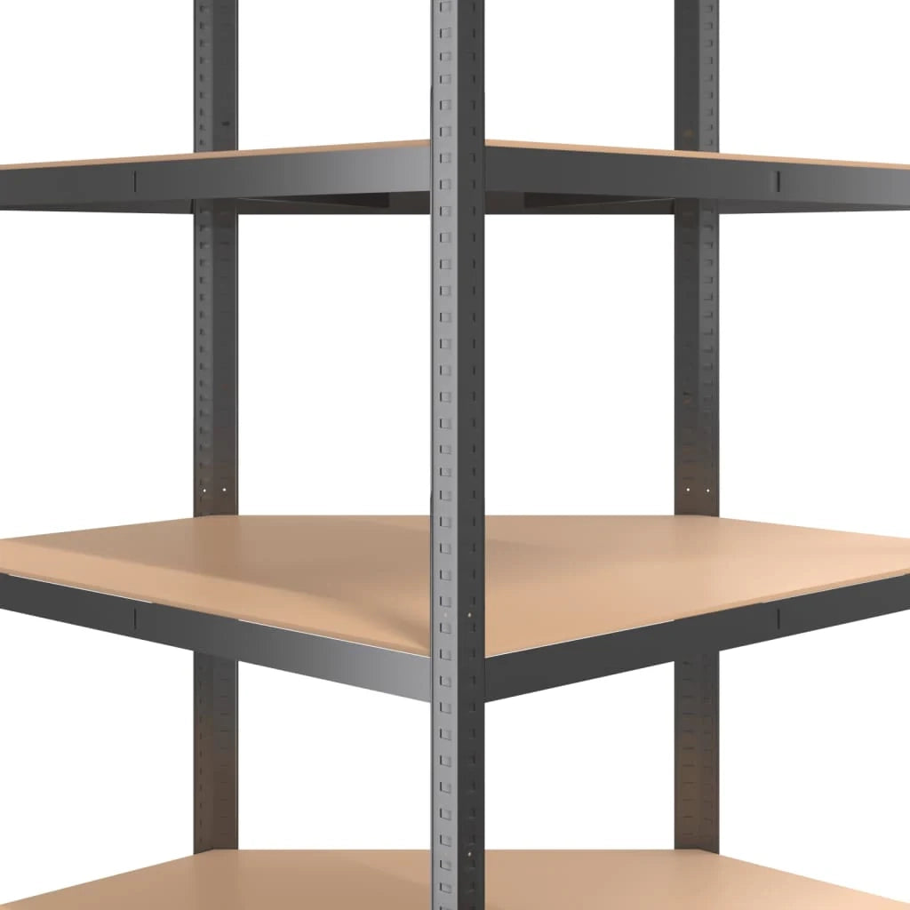 Scaffale angolare a 4 ripiani acciaio e legno ingegnerizzato colore antracite 02_0045677