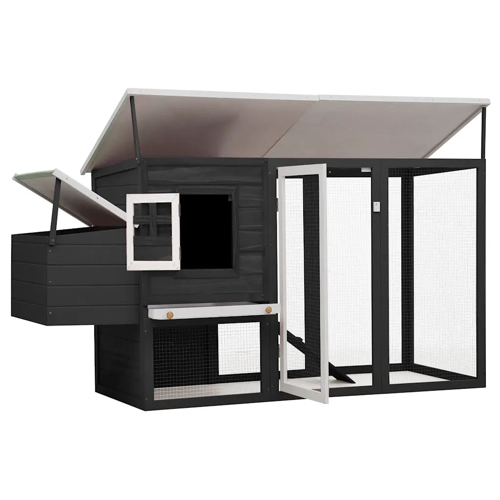 Pollaio all'Aperto con 1 Casetta di Cova Grigio in Legno  cod mxl 53183
