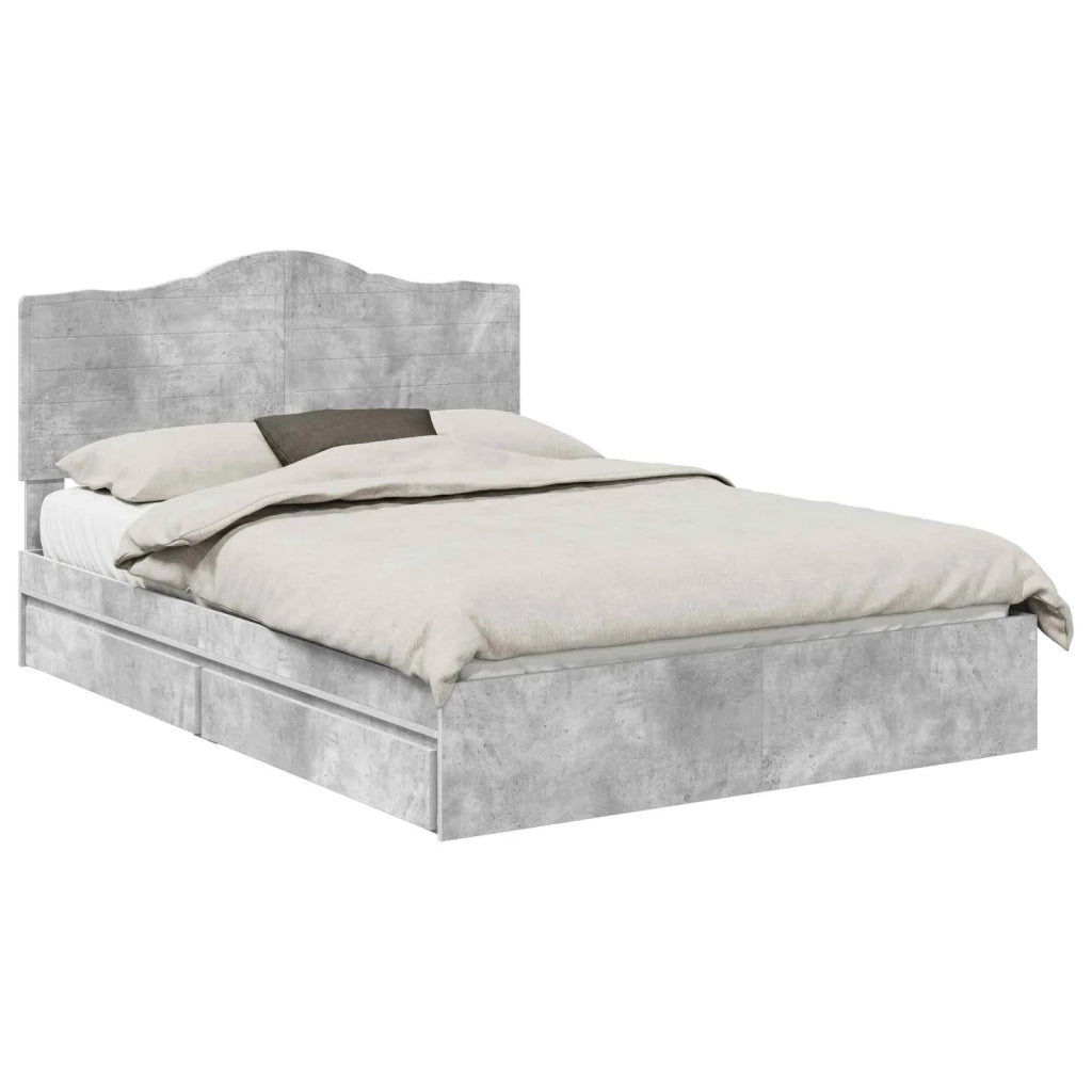 Letto con Contenitore con testiera Grigio cemento 150 x 200 cm 3413495