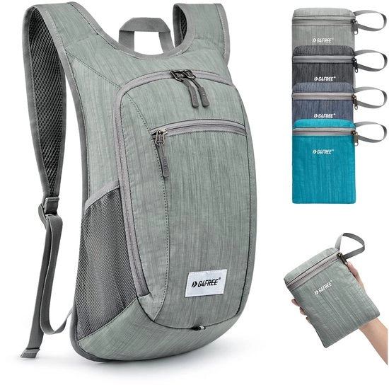 Borsa da viaggio compatta, 10/15 l, pieghevole, leggera, ripiegabile, borsa da giorno, viaggi, outdoor, escursionismo, borsa a tracolla, grigia, 10Liters