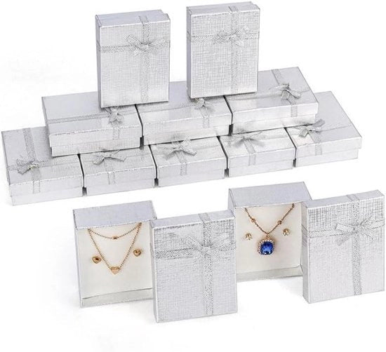 Display per gioielli regalo - 12 pezzi - 9 x 7 cm - Scatole di cartone con supporti di schiuma - Orecchini, collane, bracciali e anelli.