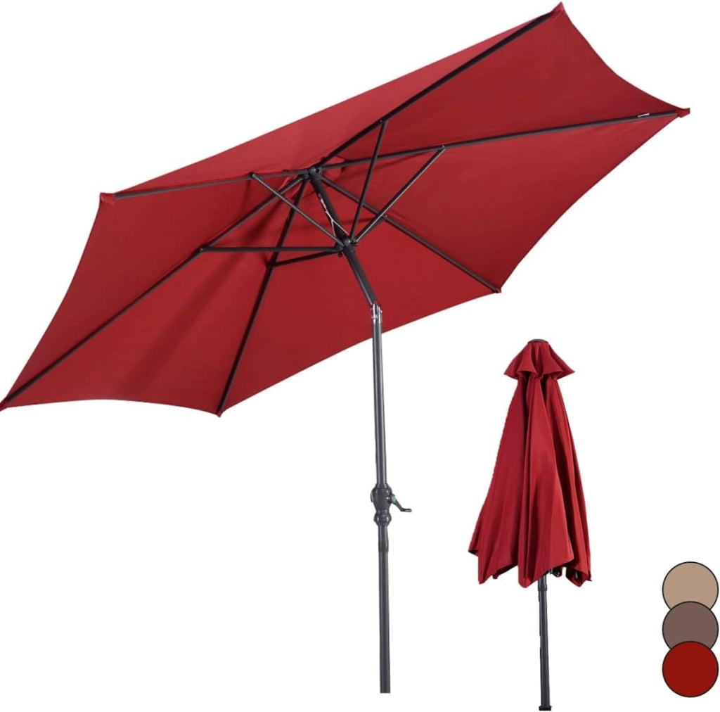 Ombrellone da Giardino Ø270cm, Ombrellone Inclinabile e Portatile, Anti UV e Antivento, Ombrellone da Esterno con 8 Ossa e Manovella, Ombrellone da Balcone, Mercato, Spiaggia