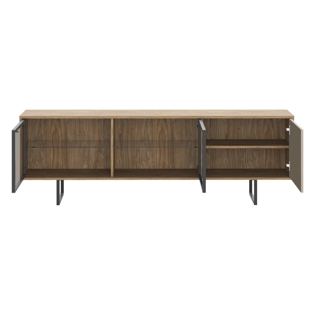 Serrata, Mobile Porta tv 3 Ripiani, 185x40x60h cm Marrone Noce