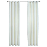 Tende Oscuranti | Tende Blackout con Anelli 2 pz Crema in Velluto 140x225 cm