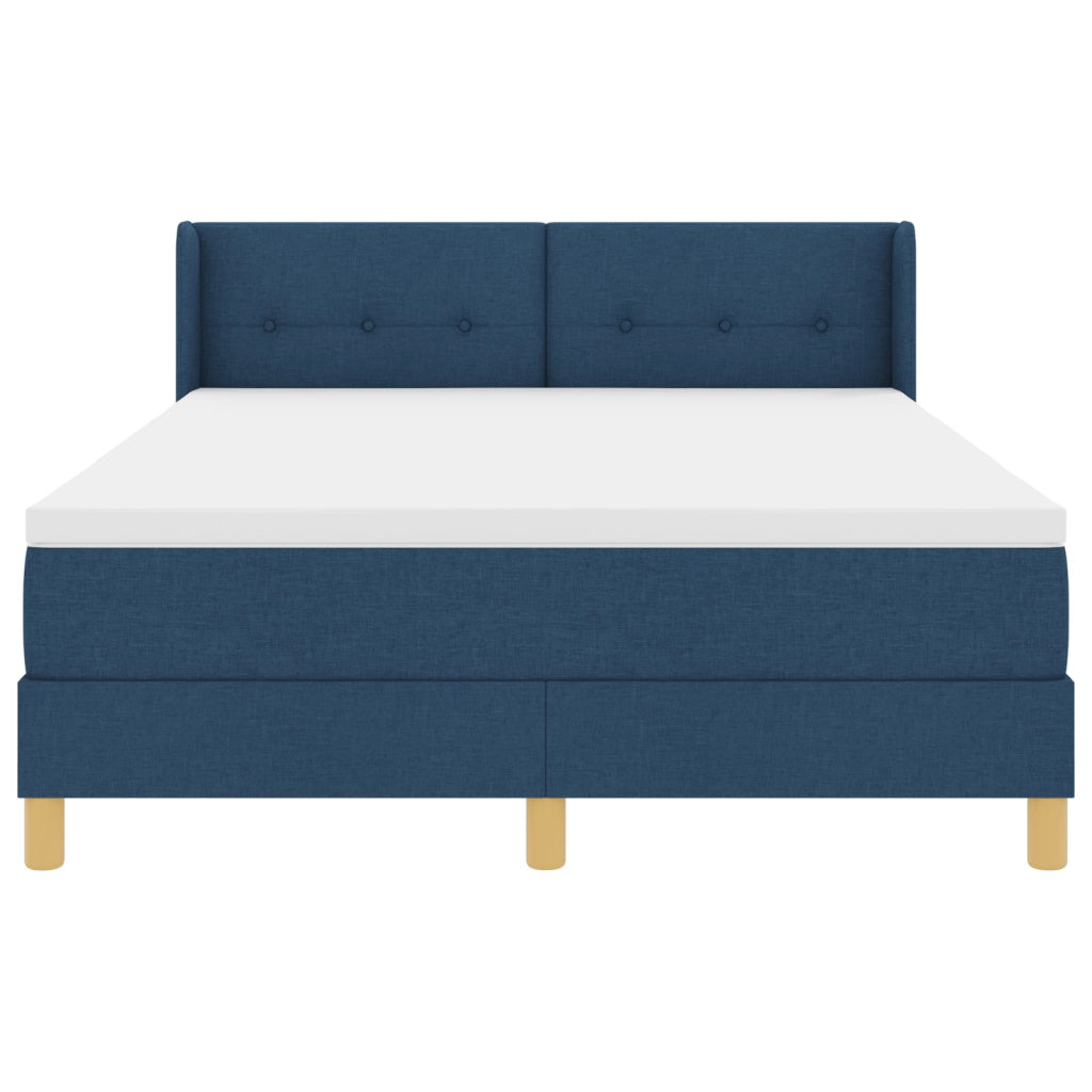 Letto con box spring blu 140x190 cm in tessuto