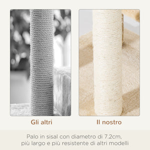Albero Tiragraffi per Gatti 50x50x100 cm in Sisal e Peluche Beige