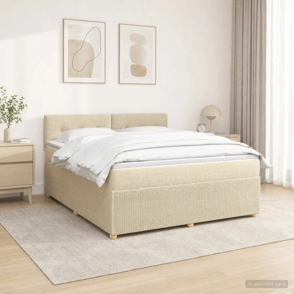 Letto box spring con materasso Crema 140 x 190 cm Tessuto 3452930