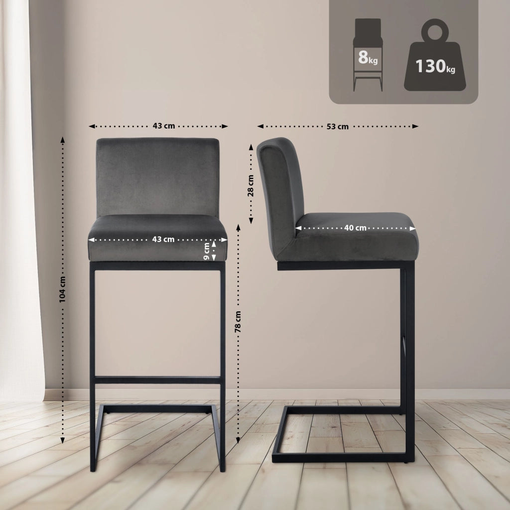 Sgabello da bar Hopewell velluto B 2