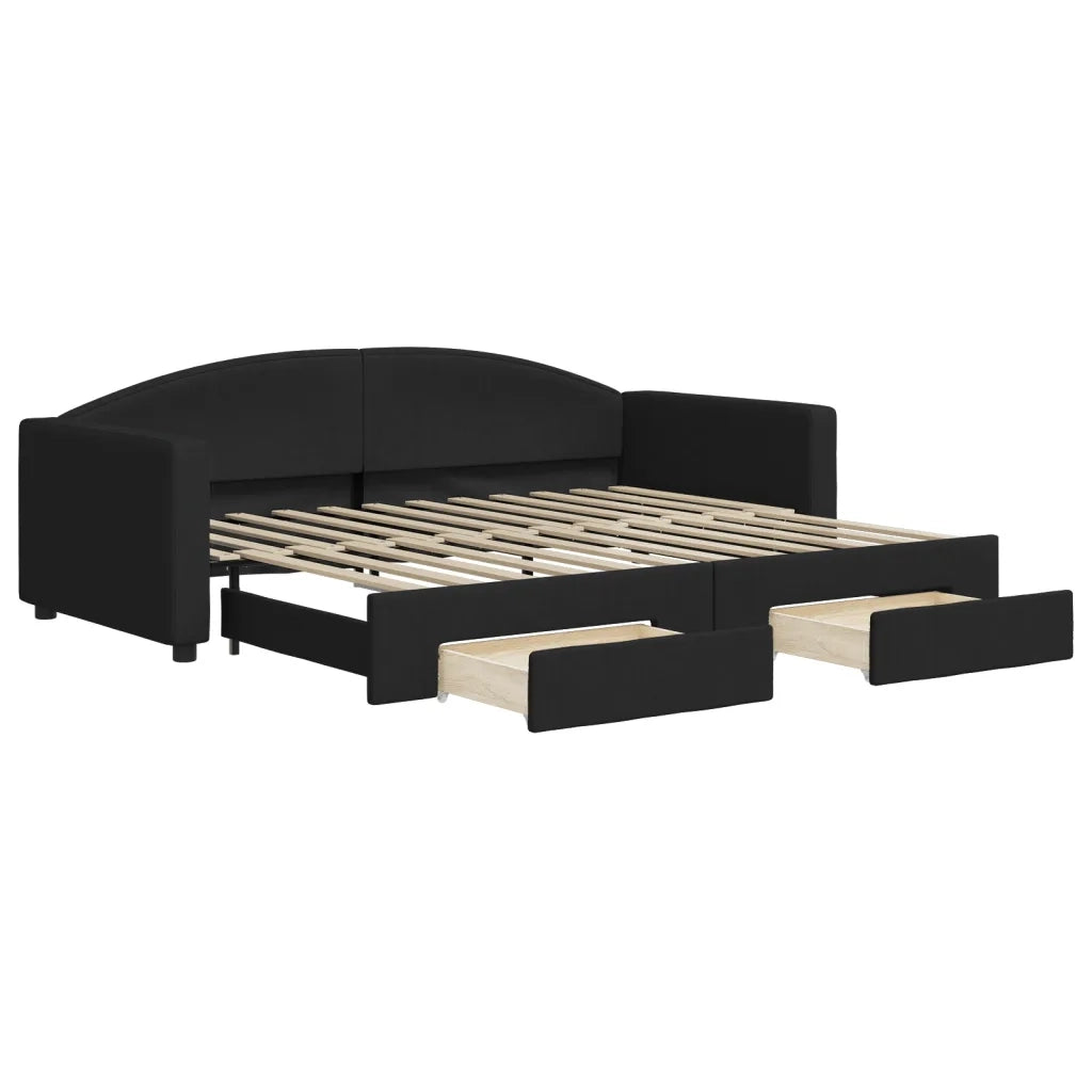 Divano Letto Estraibile con Cassetti-Sofa Letto-Daybed Nero 90x200 cm in Tessuto 533050