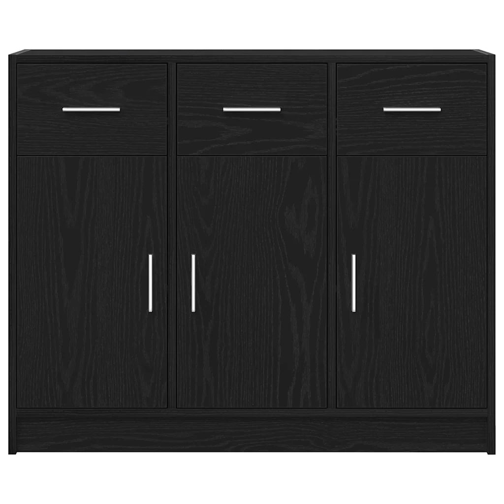 Credenza Rovere Nero 91x28x75 cm in Legno Multistrato 862447