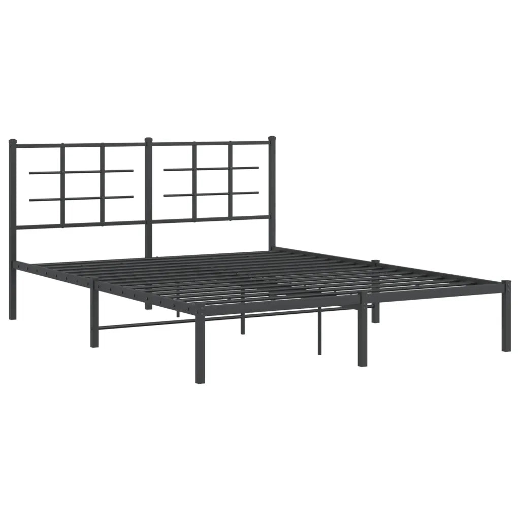 Giroletto con Testiera-Struttura Letto con testiera in Metallo Nero 160x200 cm 380768