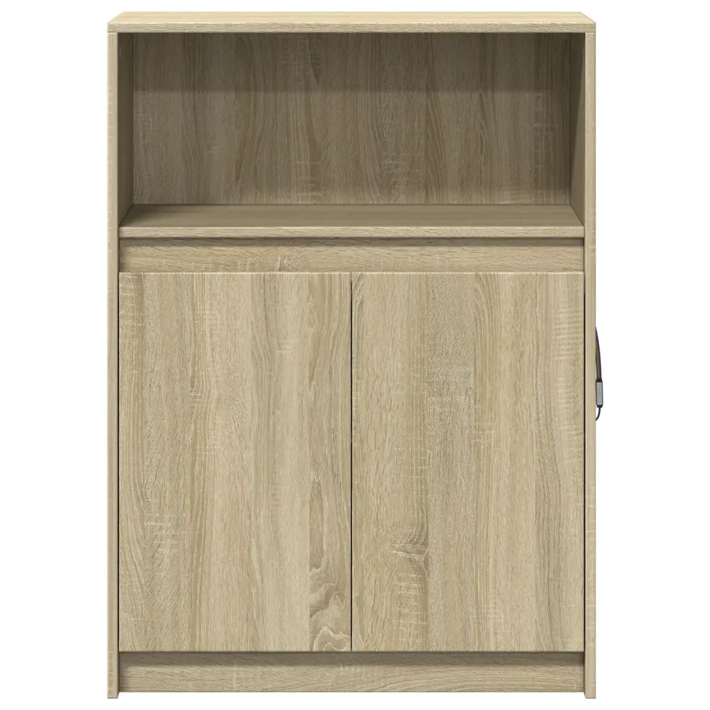 Credenza con LED-Buffet-Armadio da cucina Rovere Sonoma 72x34x100cm in Legno Multistrato