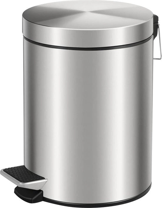Emicemmetallico automatico con chiusura in acciaio inox, capacità di circa 3 litri, con coperchio e pezzo di gomma in plastica.