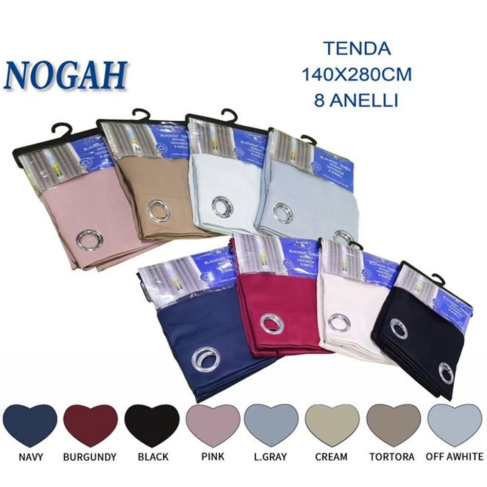 Trade Shop - Tenda Oscurante Nogah Pannello Singolo 8 Borchie Porta Finestra Bastone 140x180 -