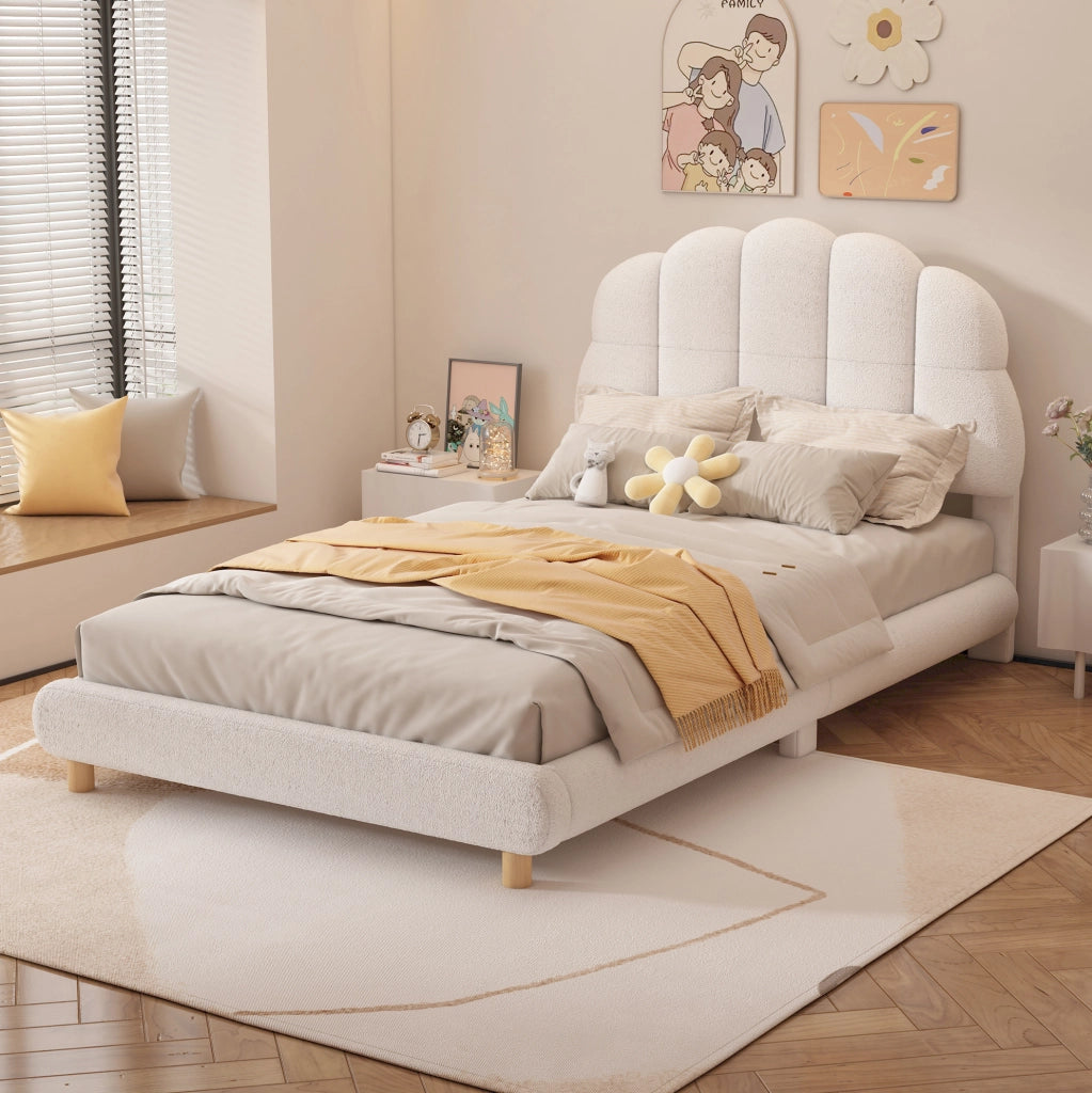 Letto per bambini 90x200 cm; testiera a fiore; peluche; bianco