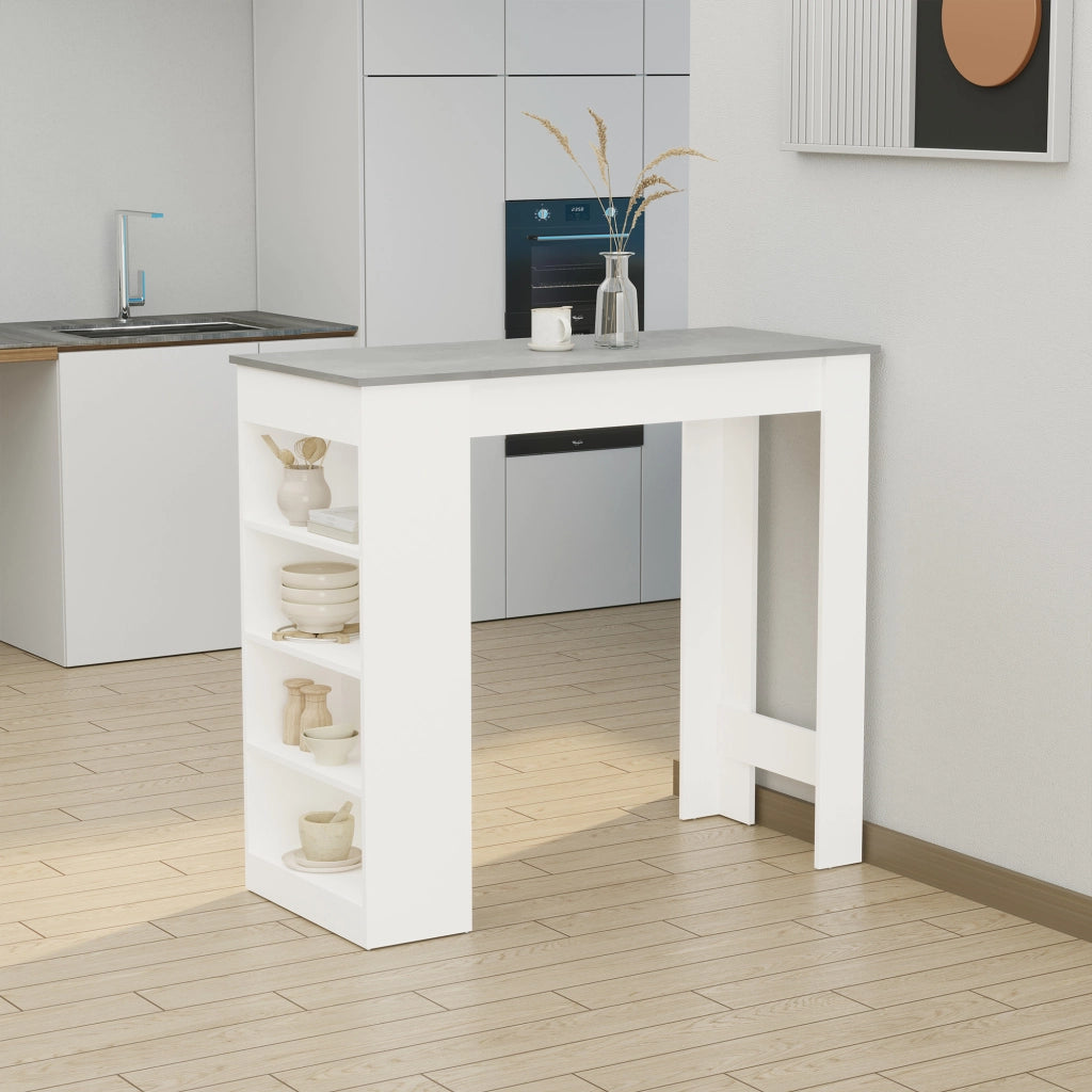 Tavolo da bar per 2 persone con 4 ripiani ¨C zephmum ¨C bianco e grigio 115x50x102.7cm