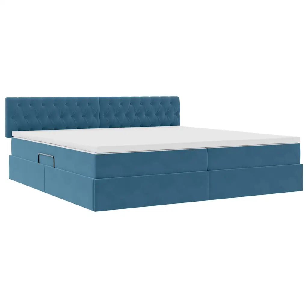 Letto con contenitore e LED Blu Scuro 200 x 200 cm Velluto 3371479