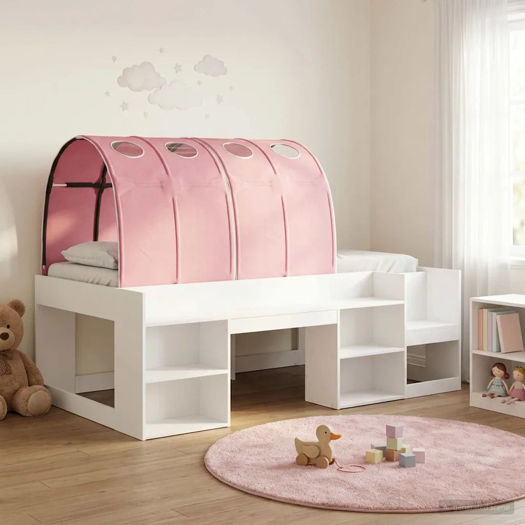 Letto con Tunnel 3 pcs Bianco e Rosa Legno ingegnerizzato 3423608