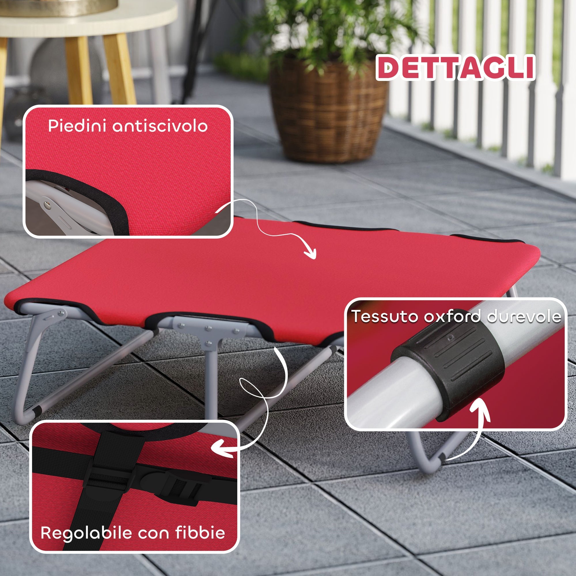 Brandina per Cani Piccoli Pieghevole 71x58x20 cm per Interno ed Esterno Rosso