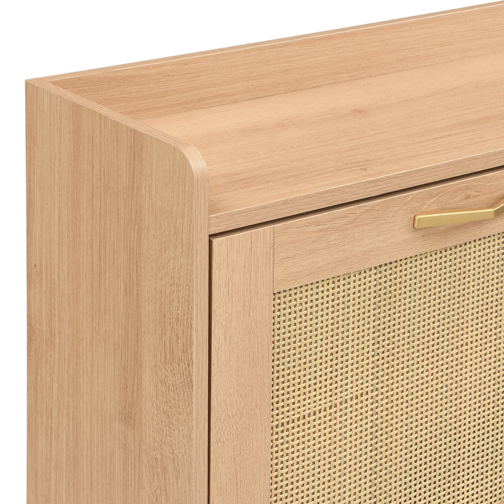 Scarpiera in Legno con Ante in Rattan e Ripiani ¨C Xylo ¨C 4 Ante, Metallo