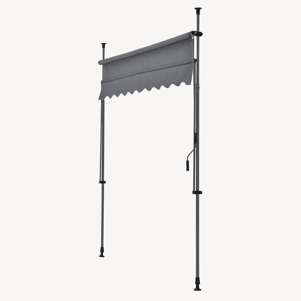 Tenda da Sole a Muro con Pali di Supporto Telescopici Parasole 150 x 120 cm (LxP) Grigio Medio pro.tec