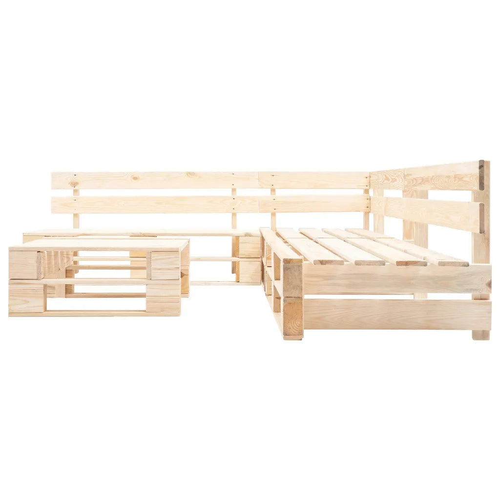 Set Divani da Giardino Pallet 4 pz con Cuscini Grigi in Legno 277488