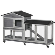 Gabbia per conigli a 2 piani con ruote ¨C zephmum ¨C 157,4x53x99,5 cm grigio