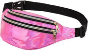 Fodero per donna impermeabile - Tasca holografica - Cinturino regolabile - Tre tasche con chiusura a zip - Pelle PU e polyester - Ideale per festival - Foderini per donna